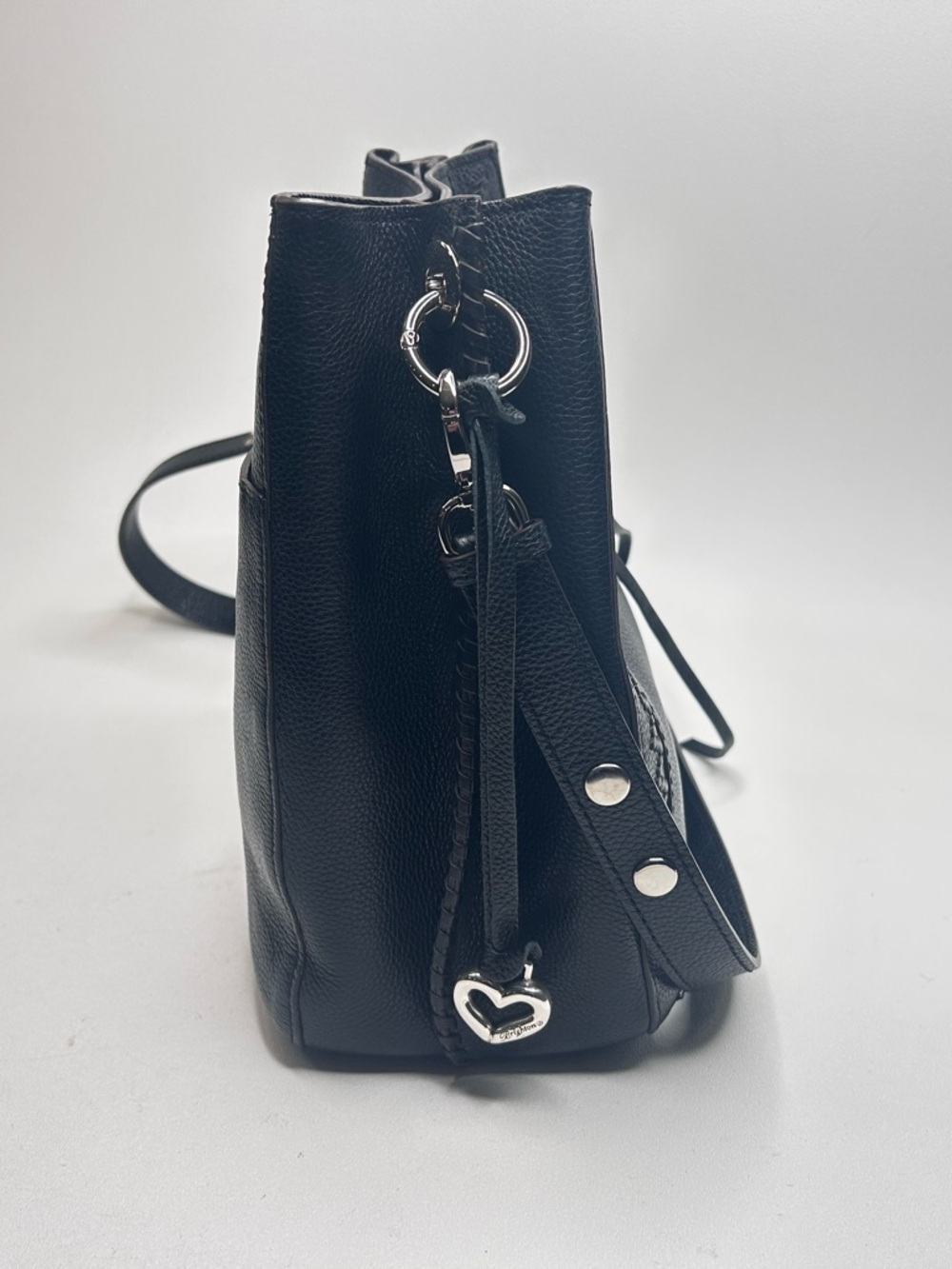 BRIGHTON Interlok Georgia Convertible Hobo BLACK $565 Pebbled Leather Celtic EUC - Picture 5 of 13